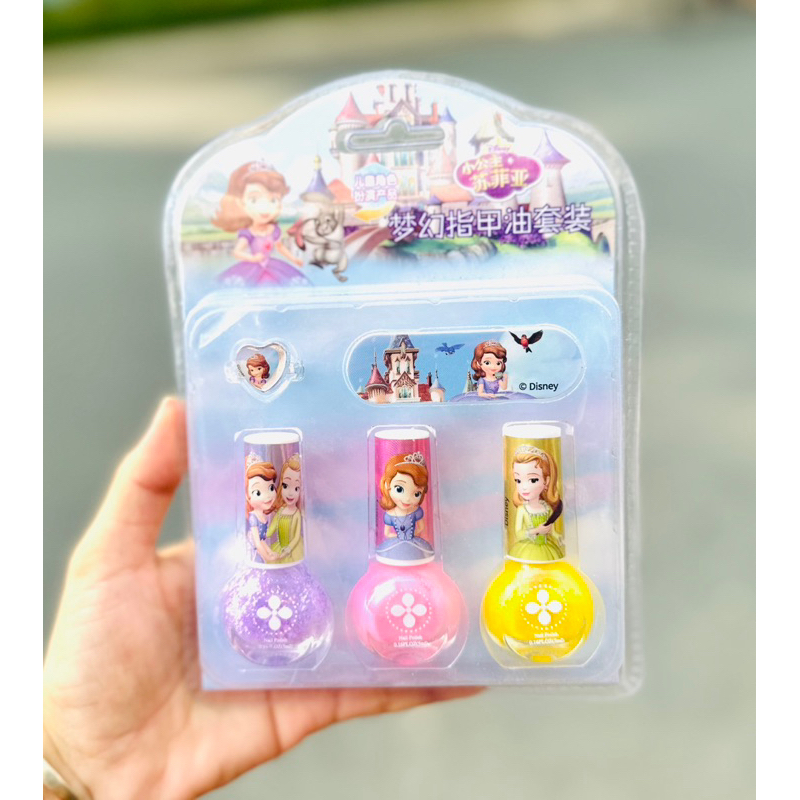 Vỉ 3 Chai Sơn Móng Tay Nhũ Bóc Được Mẫu Công Chúa Đồ Chơi Làm Nail Cho Bé