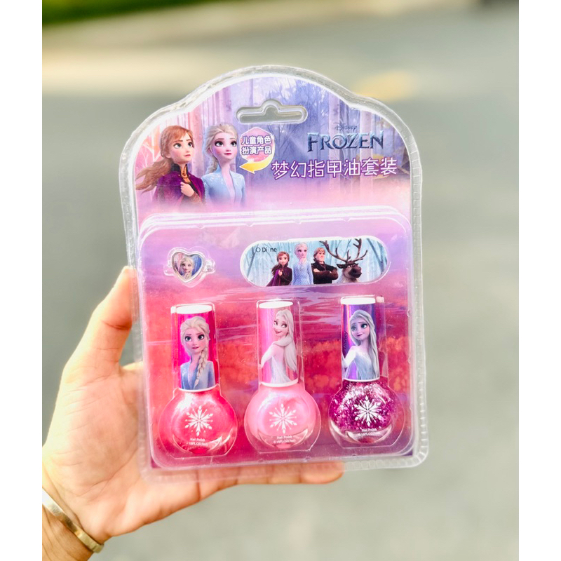 Vỉ 3 Chai Sơn Móng Tay Nhũ Bóc Được Mẫu Công Chúa Đồ Chơi Làm Nail Cho Bé