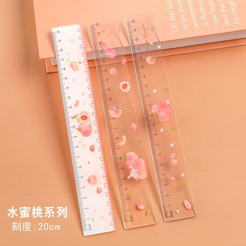 Thước Kẻ Hình Học Mẫu Sakura/Trái Đào Xinh Xắn 15/20cm