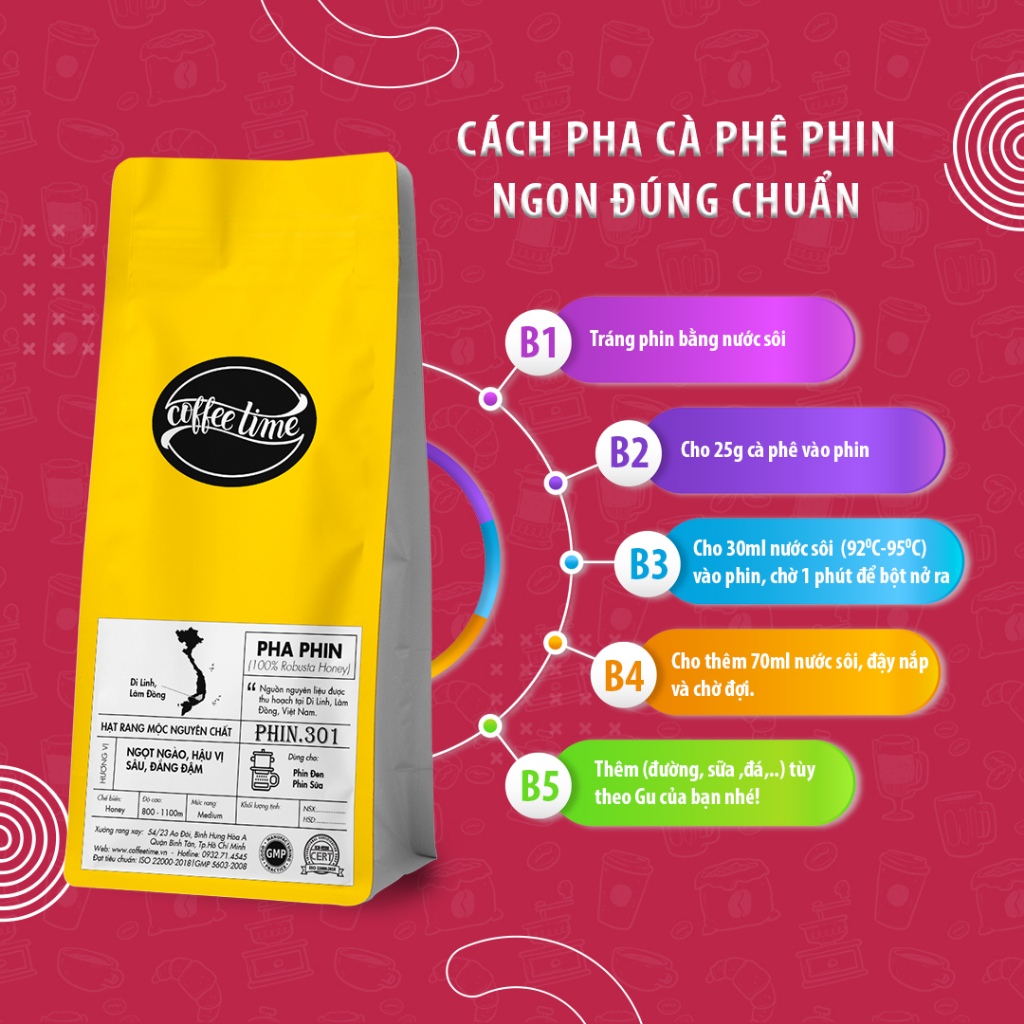 Phin.301 - Cà Phê Pha Phin 100% Robusta Honey - Thơm ngọt ngào mật ong, hậu vị sâu, đắng đậm