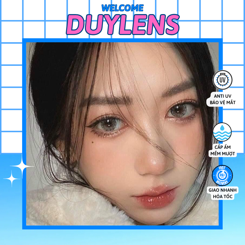 Kính giãn tròng SHIMMER GRAY 0-6 độ 14.5mm - Lens xám hoa đá giãn tròng Hàn Quốc hạn 1 năm