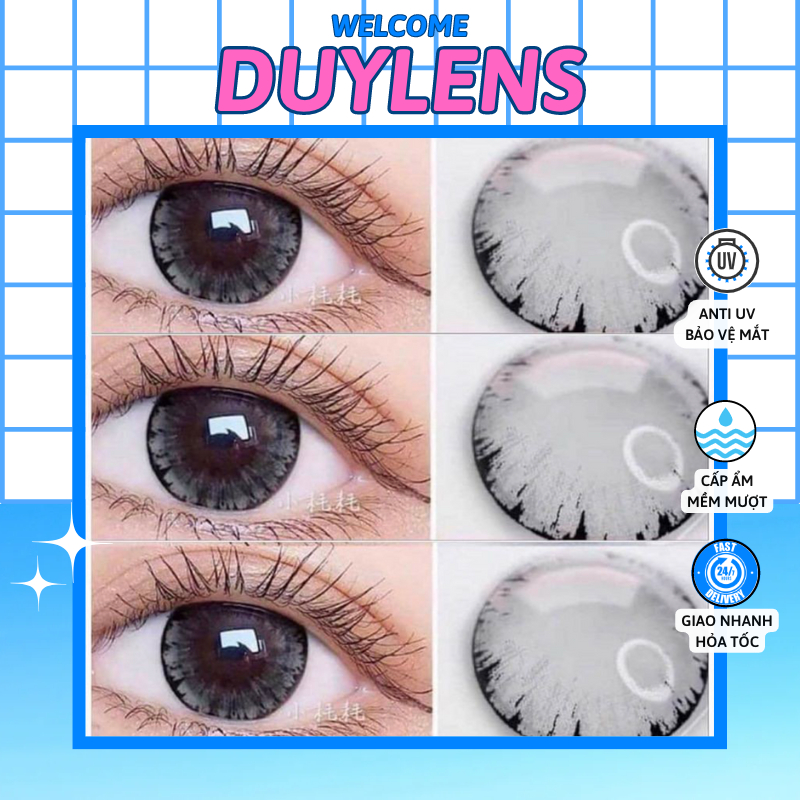 Kính giãn tròng SHIMMER GRAY 0-6 độ 14.5mm - Lens xám hoa đá giãn tròng Hàn Quốc hạn 1 năm