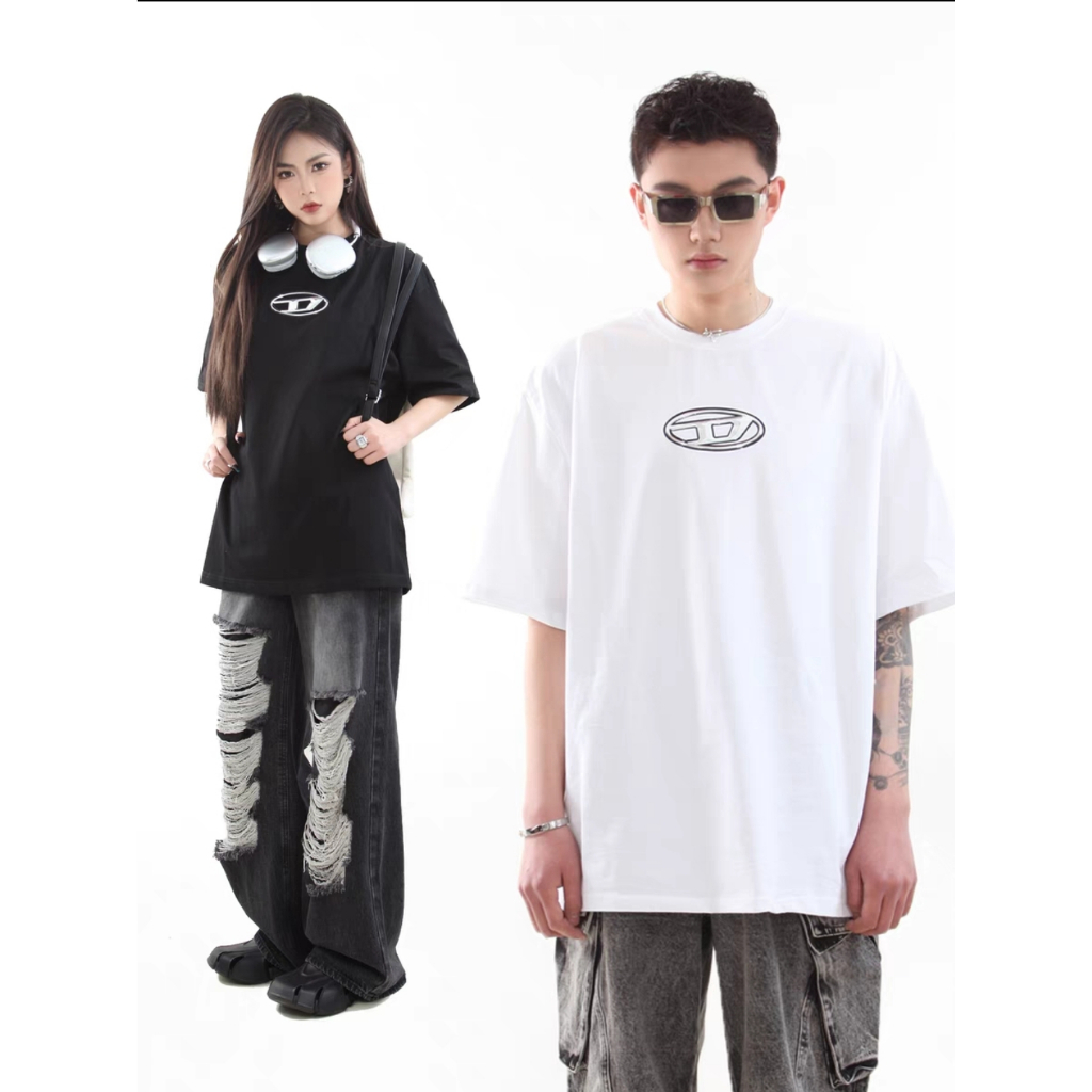 Áo Thun Thêu Chữ D ❤ Áo Phông Cotton Dày Dặn Dáng Rộng Nam Nữ NVA495