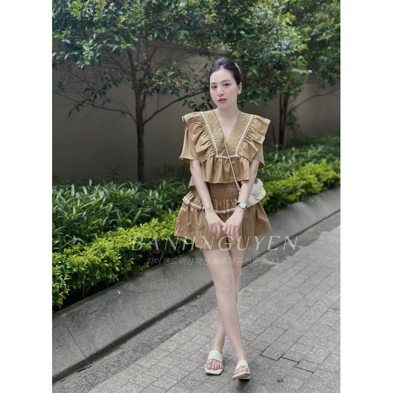 Set thô mềm korea nâu tây siêu xinh Banh Nguyen