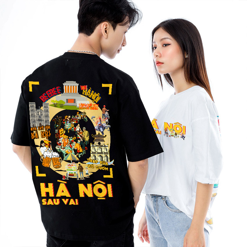Áo Thun Unisex BEESKY 100% Cotton Hà Nội Sau Vai-HNSV001