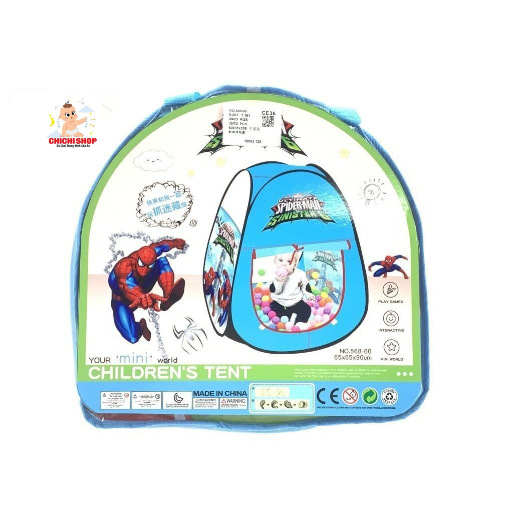 Lều Bóng Gấp Gọn Tiện Lợi, Lều Hoàng Tử - Siêu Nhân Spiderman Cho Bé Trai