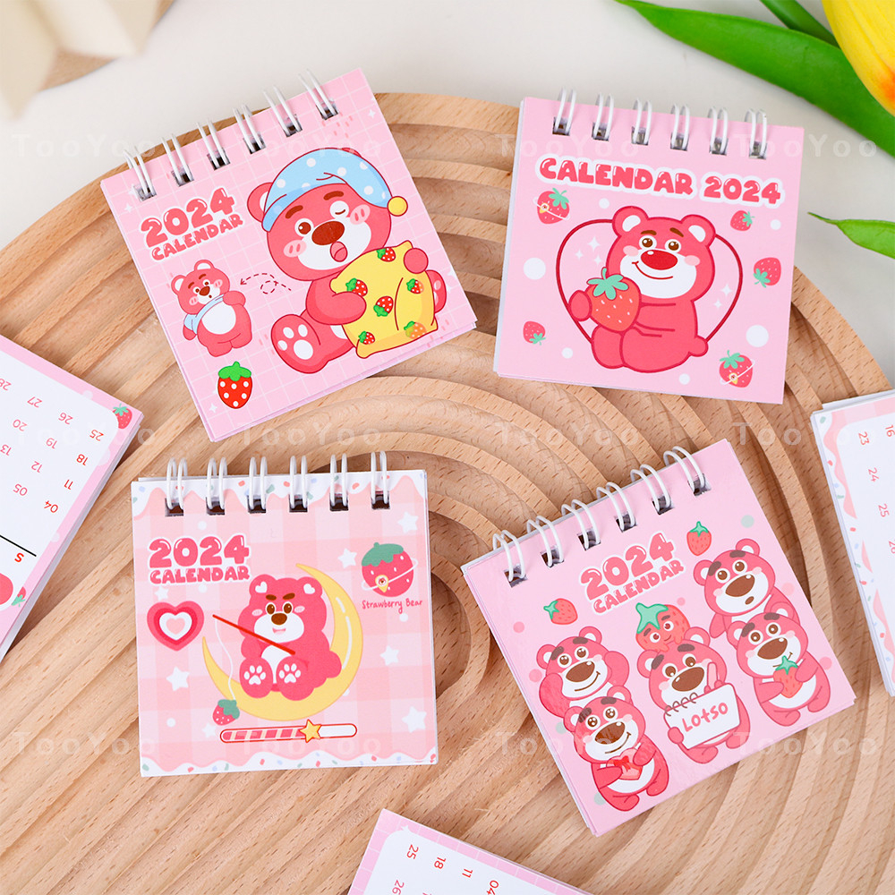 Lịch mini 2024 Gấu dâu Lotso bỏ túi 6cm dễ thương cute TooYoo BK00144