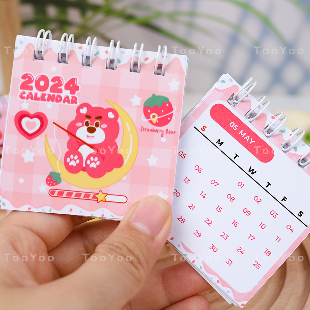Lịch mini 2024 Gấu dâu Lotso bỏ túi 6cm dễ thương cute TooYoo BK00144