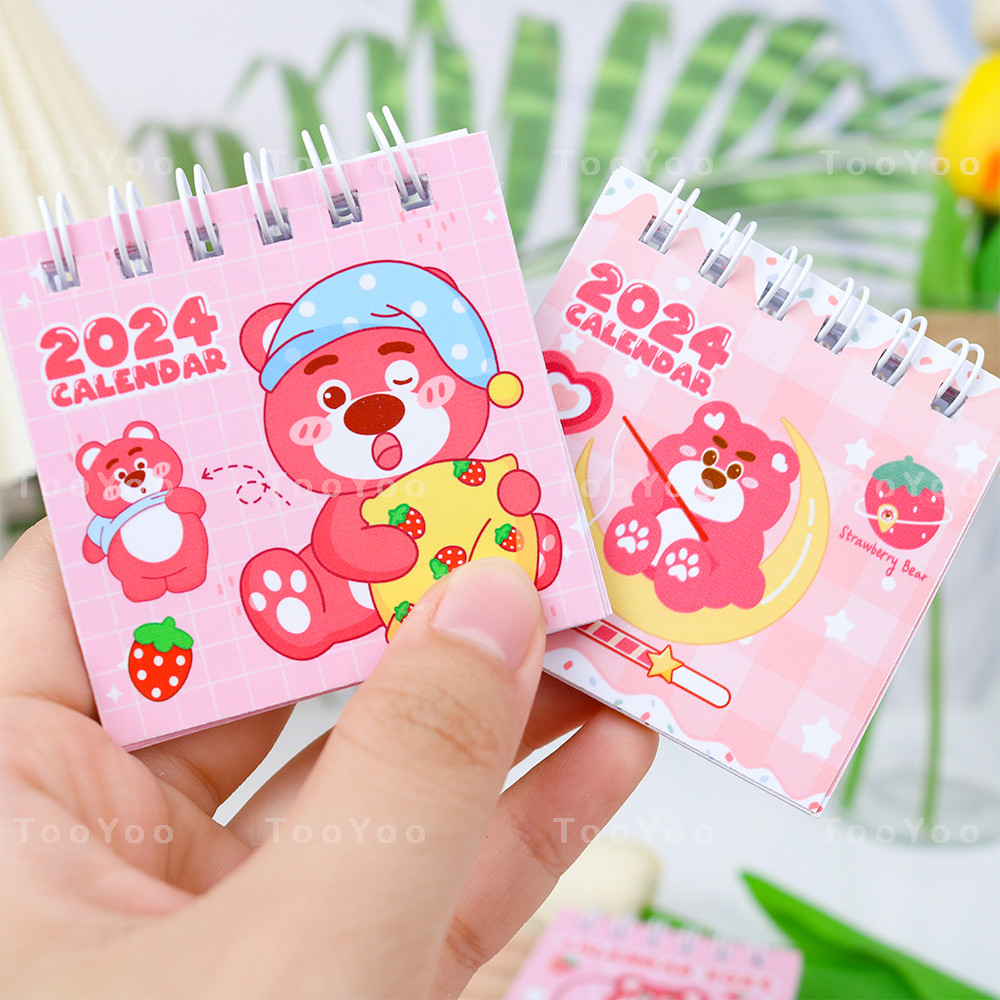 Lịch mini 2024 Gấu dâu Lotso bỏ túi 6cm dễ thương cute TooYoo BK00144
