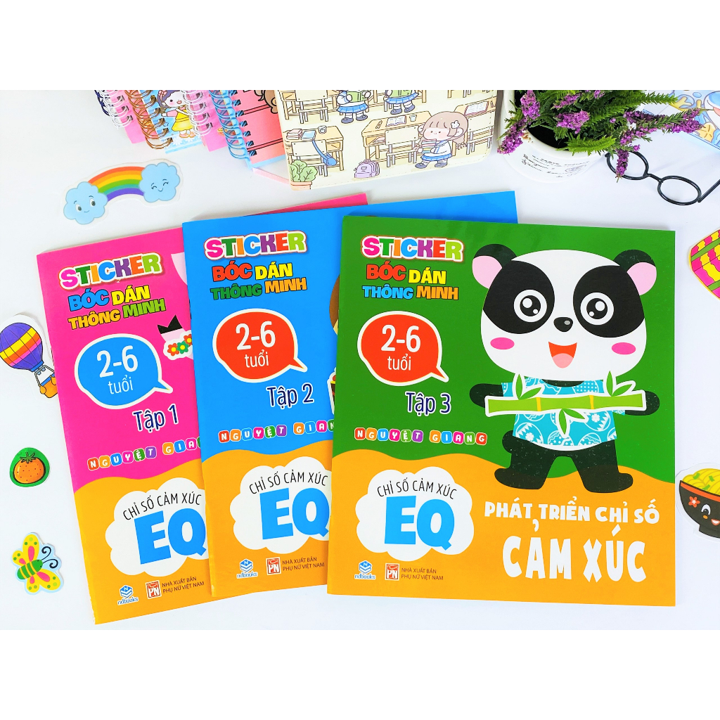 Sách - Combo 3 Quyển Sticker Bóc Dán Thông Minh - Phát Triển Chỉ Số Cảm Xúc EQ - Ndbooks