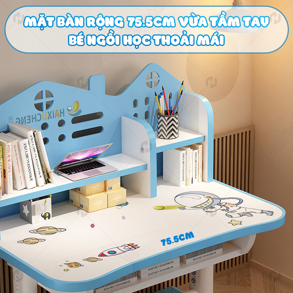 Bộ bàn học chống gù chống cận HTDkids 204 cho bé trai và bé gái, nhiều chức năng, độ bền cao