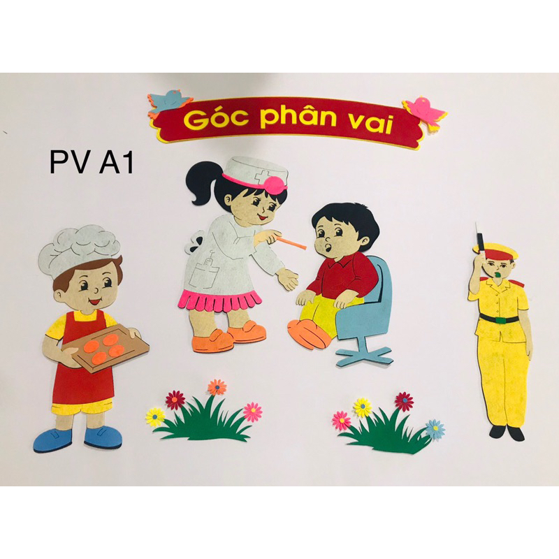 góc phân vai A1- Góc nỉ 2 lớp ( Hình thủ công trang trí trường lớp mầm non)