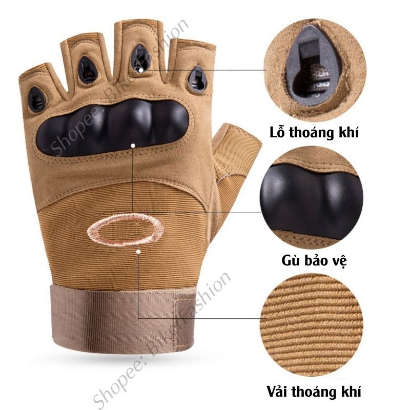 Găng Tay Xe Máy OALEY hở ngón, Tập Gym Thể Thao Loại 1