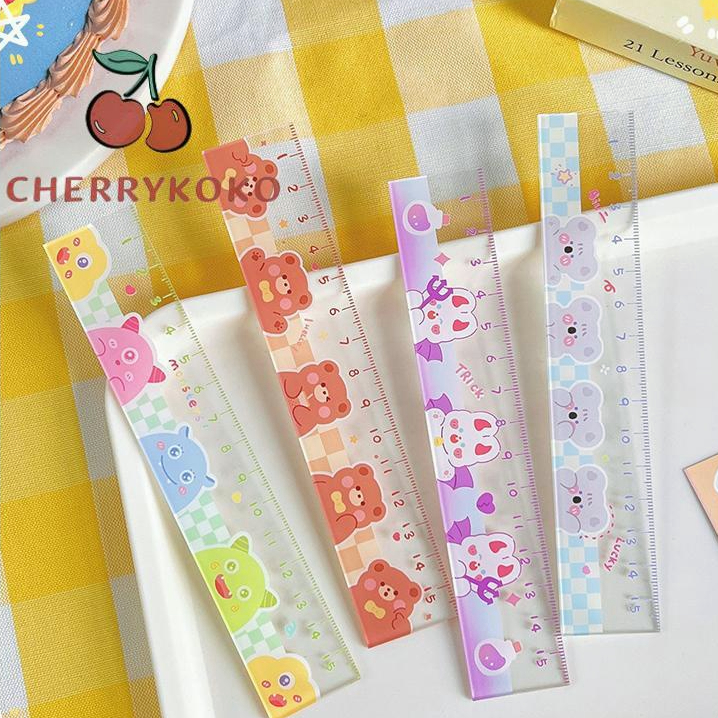 🍒🍒CHERRYKOKO Thước kẻ mica trong suốt in hình dễ thương