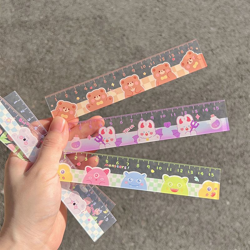🍒🍒CHERRYKOKO Thước kẻ mica trong suốt in hình dễ thương