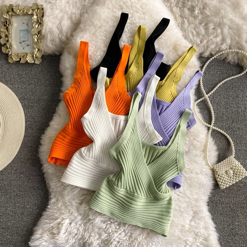 Áo Hai Dây ,Áo Bra Dệt Kim Cổ Chữ V Quyến Rũ Thời Trang Dành Cho Nữ Myna 31855