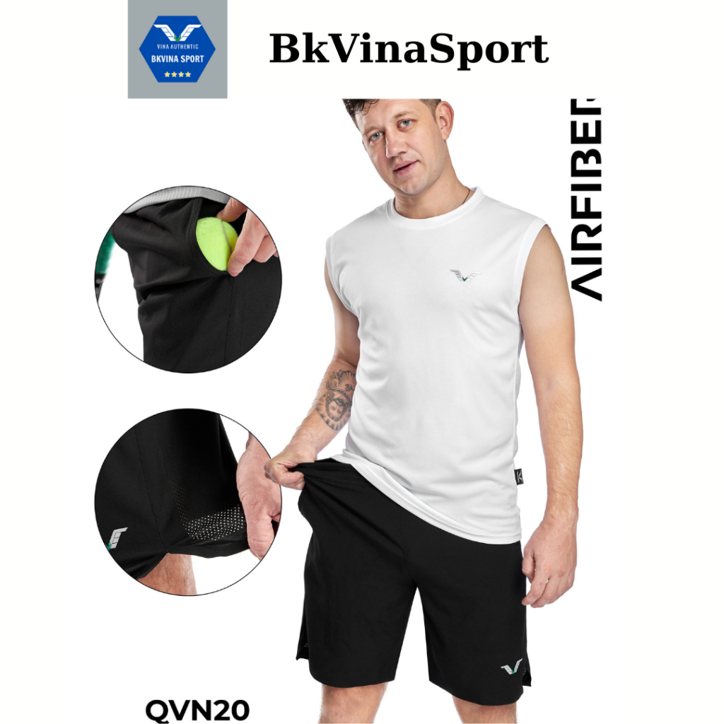 ⚡️FREE SHIP⚡️QVN20- Quần Tennis, Quần Short Nam, Quần Thể Thao Nam Chất Xi Mỏng nhẹ, thoáng Thiết Kế Lỗ Thông Thoáng