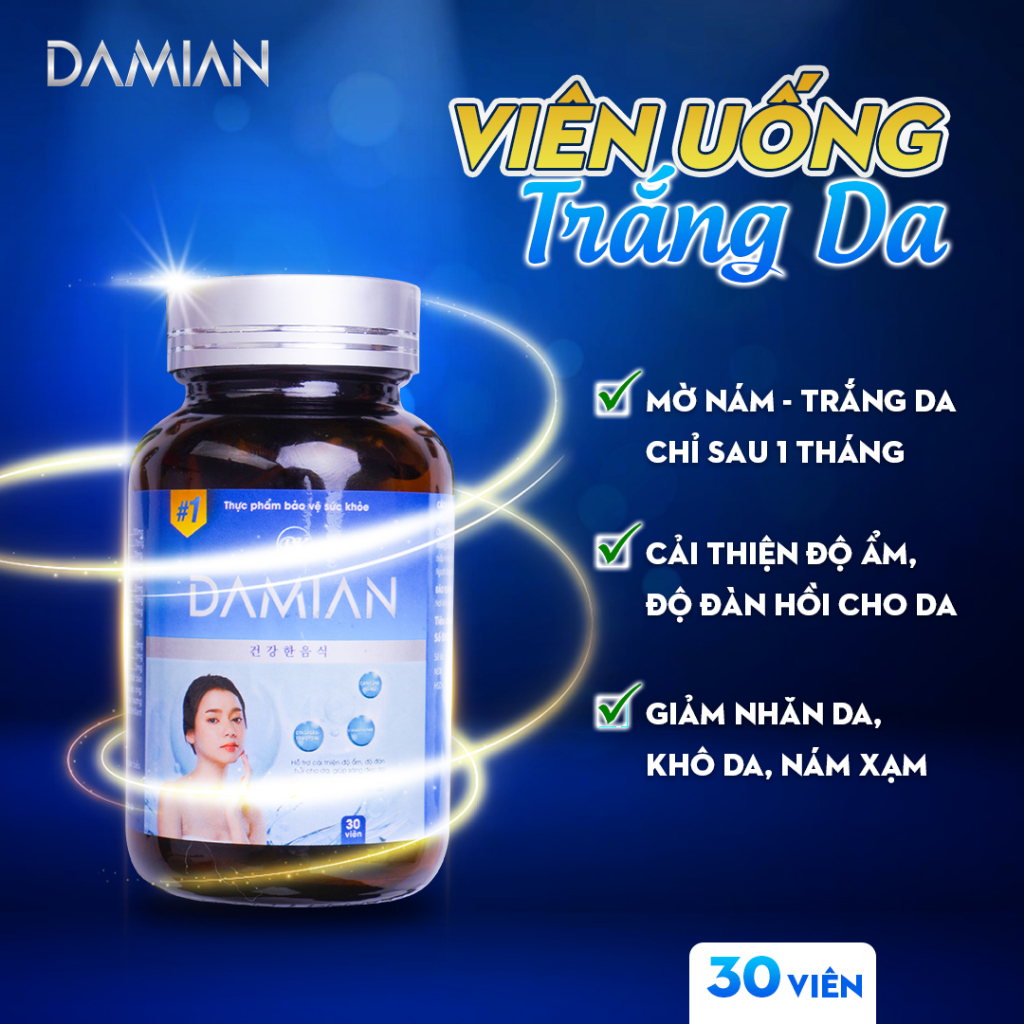 Viên Uống Trắng Da, Mờ Thâm, Tàn Nhan DAMIAN - Trắng Da Chỉ Sau 30 Ngày