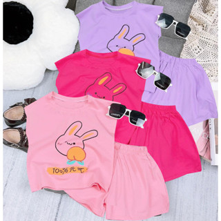  Combo 3 Bộ đồ bé gái cute 3 màu hình thỏ cho bé 6kg đên 30kg.BDBG79. 