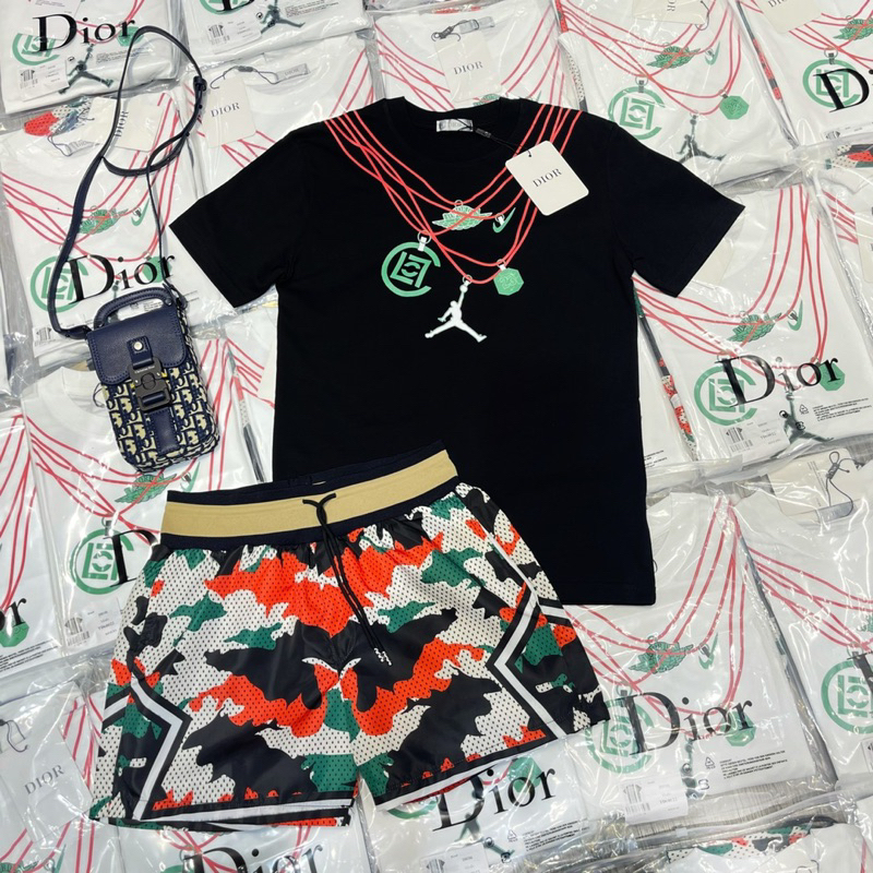 Bộ Quần Áo Mùa Hè JD Hình In Cao Cấp, Quần Gió Loang Phối Màu Cực Nét Hot Trend Cho Nam