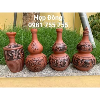 Vò Rượu 1L Trống Đồng_bình Gốm Bát Tràng Trống Đồng cao cấp