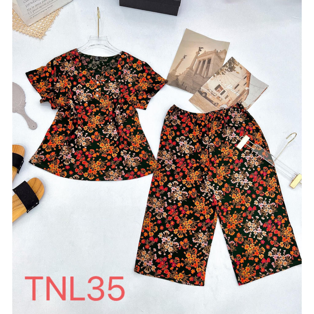 Đồ Bộ Lanh Tole Mặc Nhà Nữ Trung Niên Avime Fashion, quần lững,áo cộc tay, Lanh thái cao cấp không co rút, thoáng mát.