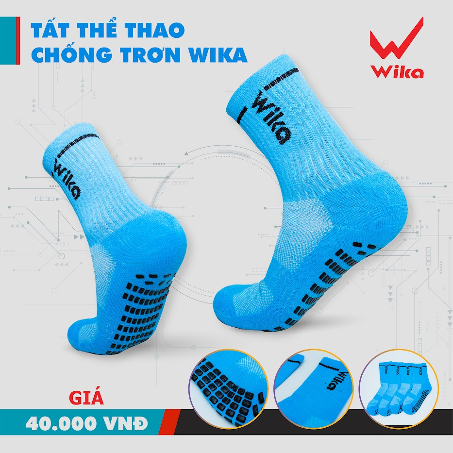 Tất Bóng Đá Chống Trơn Wika, Tất Đá Banh Có Cao Su Chống Trượt Chất Cotton Co Giãn Tốt, Thấm Hút Mồ Hôi