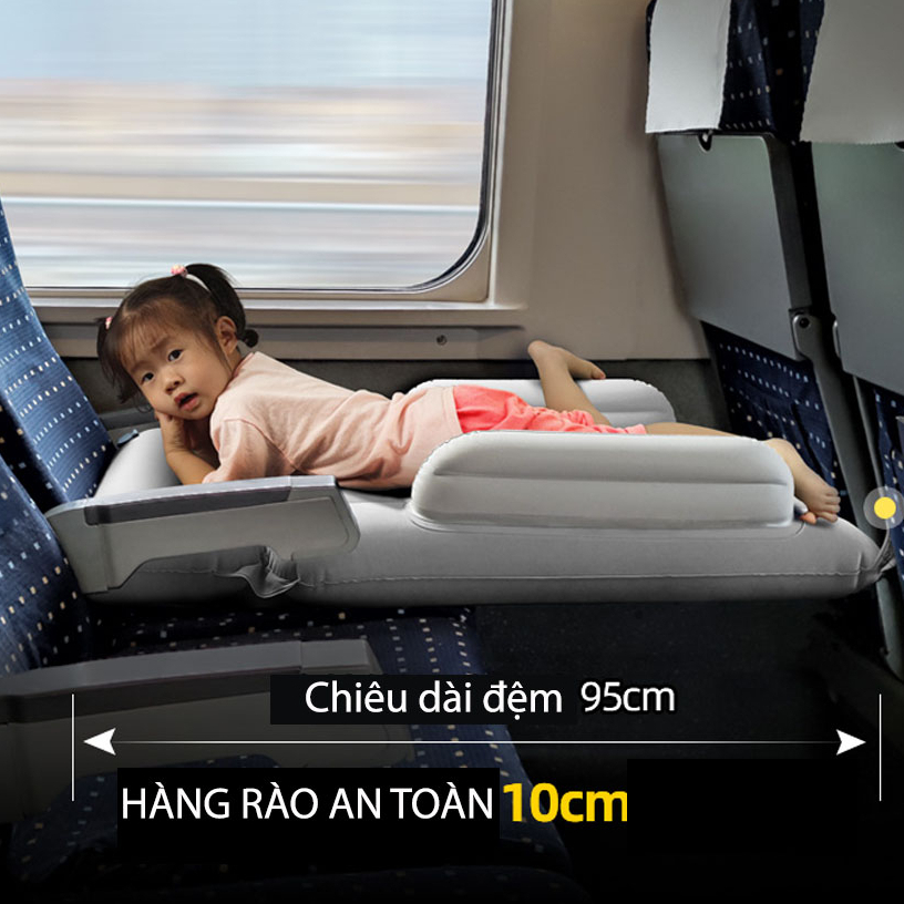 Đệm đi máy bay cho bé cao cấp, Giường hơi cho bé đi tàu tiện lợi, Đệm ô tô ghế sau cho bé bơm hơi chịu tải lớn.