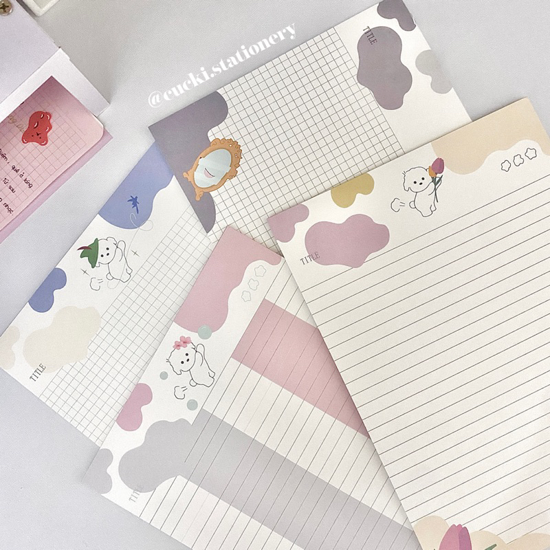 Tập 30 tờ giấy note B5 ghi chú, học từ vựng hình cún con đáng yêu