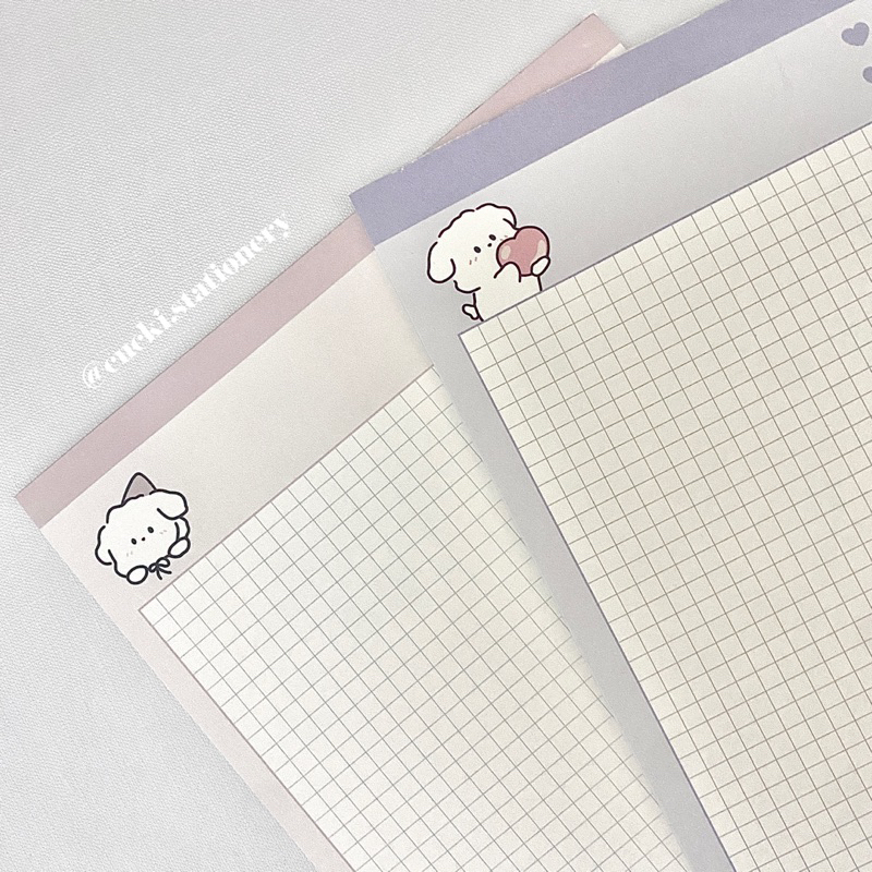 Tập 30 tờ giấy note B5 kẻ grid hình gấu học từ vựng, take note dễ thương