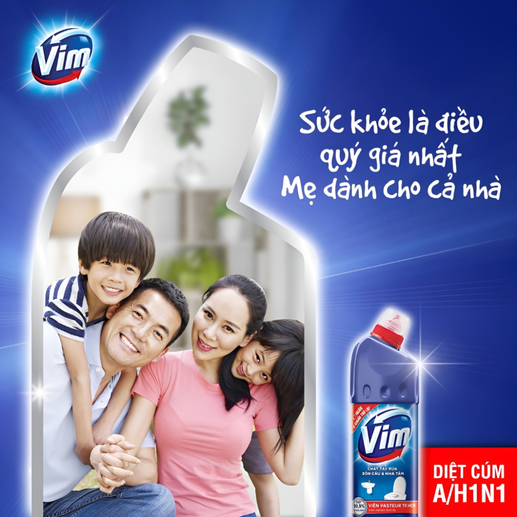 Chất Tẩy Rửa Bồn Cầu Và Nhà Tắm Vim Diệt Khuẩn Chai Xanh 880ml