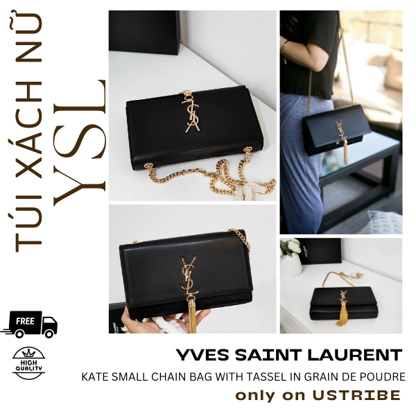 (Fullbox) Túi Xách Nữ YSL KATE SMALL CHAIN BAG in Black