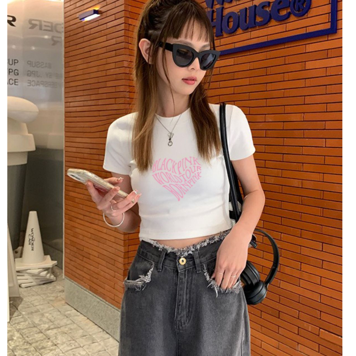 Áo croptop BlackPink Born Pink chất cotton  - Áo thun croptop ôm Loza CR6201