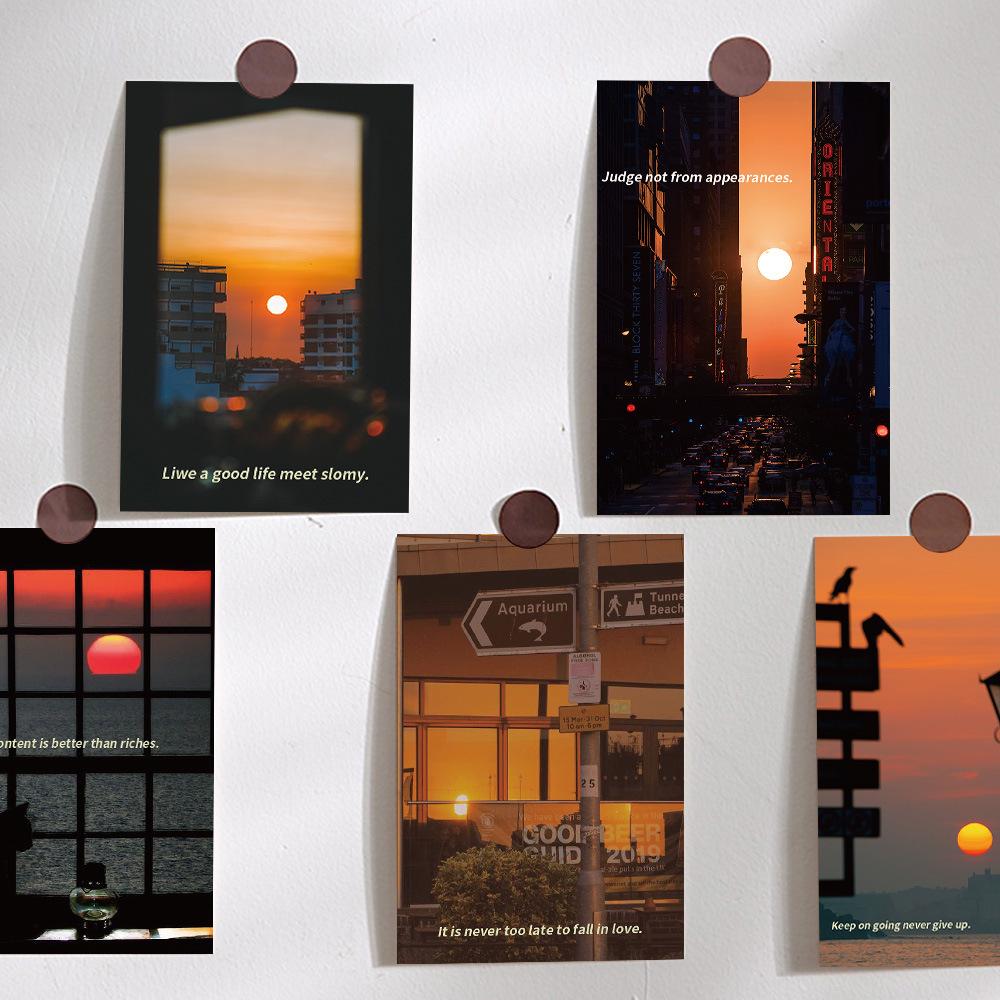 Combo 10 Postcards lãng mạn hoàng hôn dán tường phòng ngủ ký túc xá