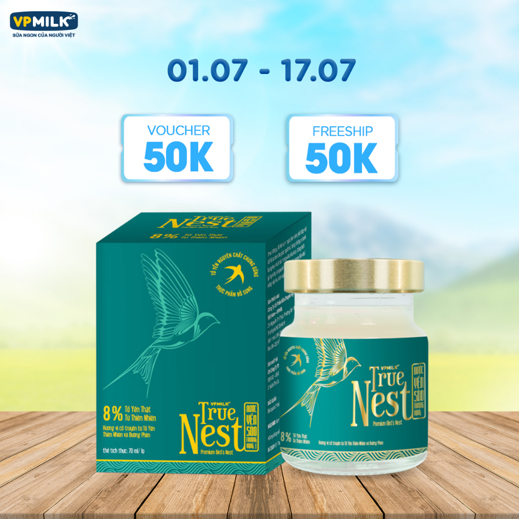 Tổ yến nguyên chất chưng gừng VPMilk True Nest (hộp 1 lọ x 70 ml)
