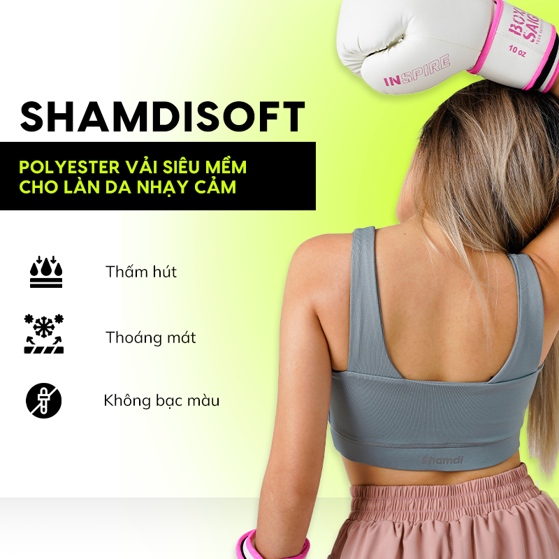 Áo Bra Nữ Thể Thao SHAMDI Soft Nâng Vòng Ngực, Chất Thun Mềm Mại, Co Giãn 4 Chiều, Thấm Hút Mồ Hôi, Thoáng Mát - SD1156