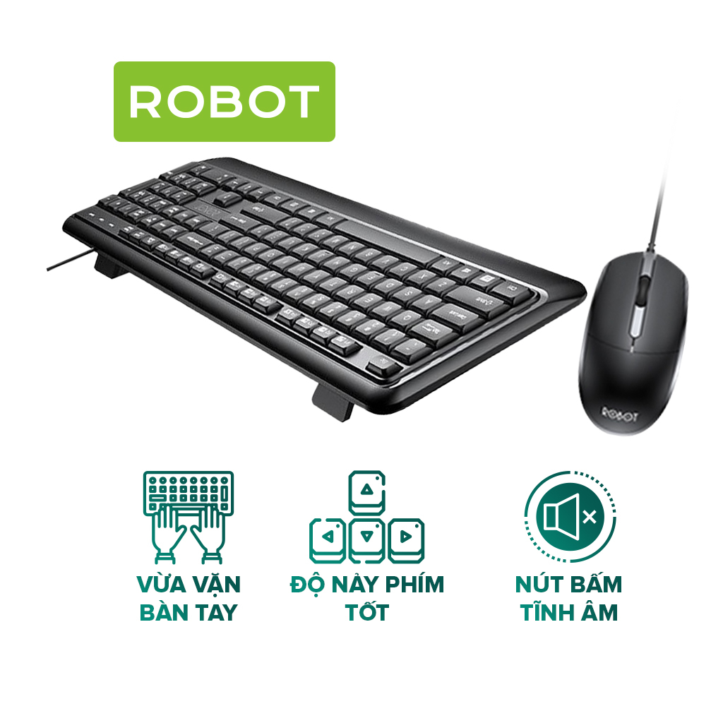 Combo Chuột & Bàn Phím Có Dây ROBOT KM2600 Thích Hợp Dùng Cho Laptop, Máy Tính, PC