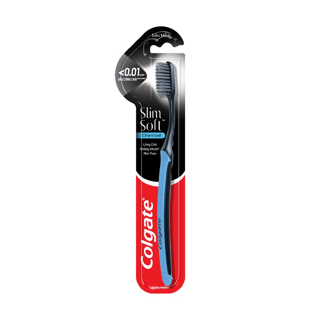 [HB Gift] Bàn chải Colgate SlimSoft Charcoal than hoạt tính kháng khuẩn siêu mềm mảnh