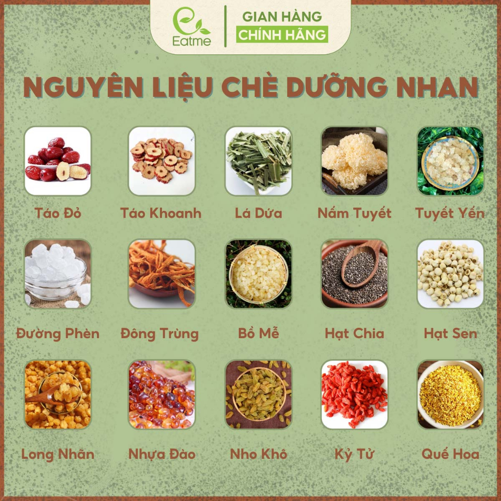 Set Chè Dưỡng Nhan Tuyết Yến 15 Vị EatMe - Set Nguyên Liệu 300g
