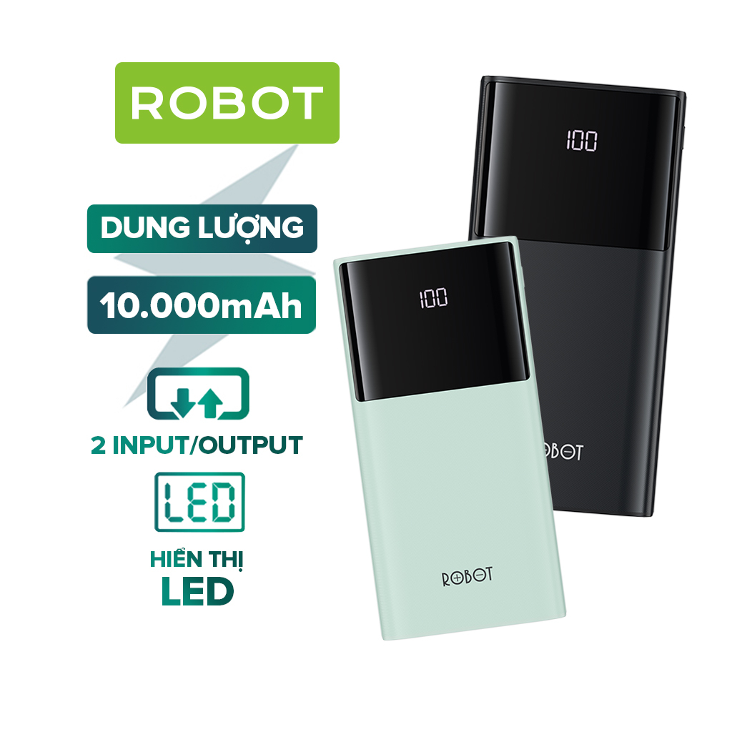 Pin Sạc Dự Phòng 10.000mAh ROBOT RT190S 2 Cổng Sạc Vào & 2 Cổng Sạc Ra