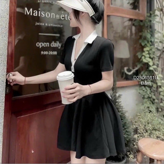 Đầm xoè cổ bẻ phối quần short