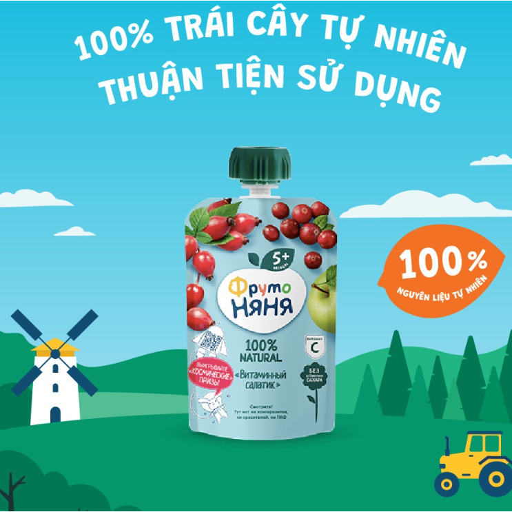 Trái cây nghiền vị táo, quả tầm xuân và nam việt quất Fruto Nyanya 90g