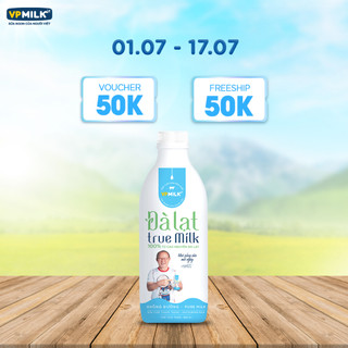 Sữa Tươi Thanh Trùng VPMilk Đà Lạt True Milk - Không Đường 200ml