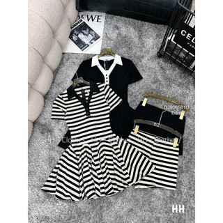 Đầm xoè cổ bẻ phối quần short