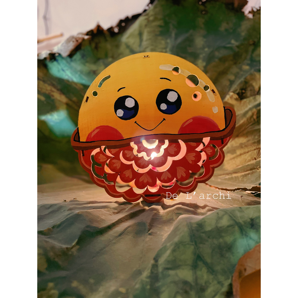 Đèn lồng gỗ, đèn lồng trung thu, đèn hình chiếc bánh 89k tặng kèm màu