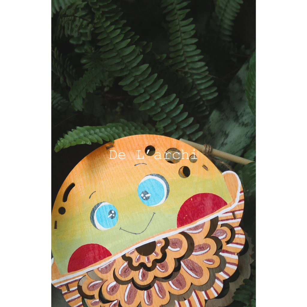 Đèn lồng gỗ, đèn lồng trung thu, đèn hình chiếc bánh 89k tặng kèm màu