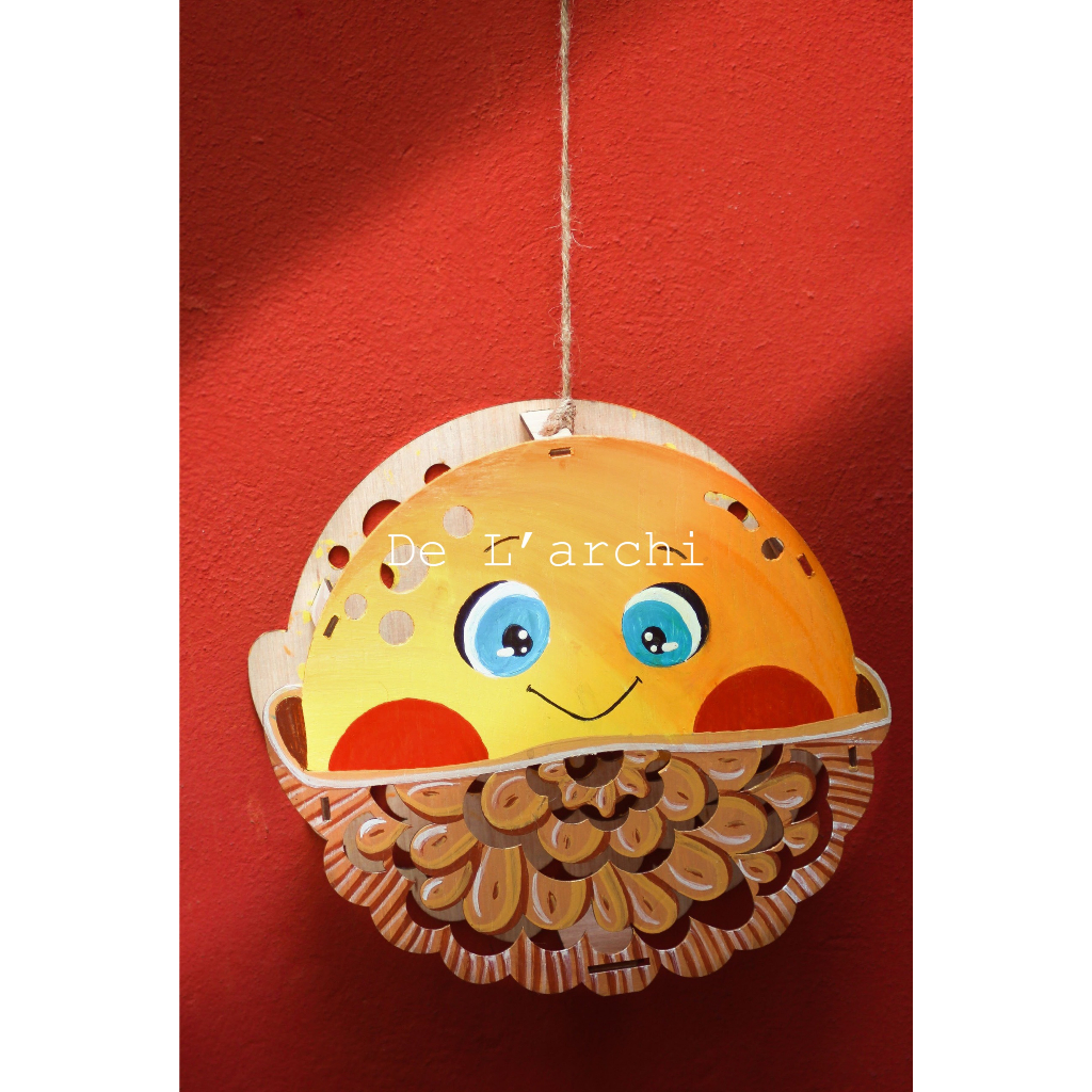 Đèn lồng gỗ, đèn lồng trung thu, đèn hình chiếc bánh 89k tặng kèm màu