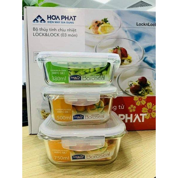 Bộ 3 món thủy tinh cao cấp Lock&Lock