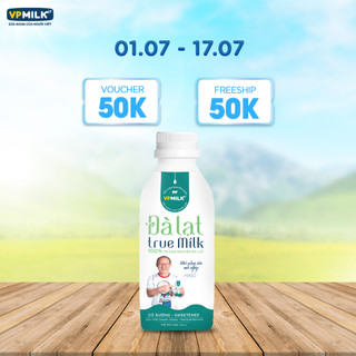 Sữa Tươi Thanh Trùng VPMilk Đà Lạt True Milk - ít đường chai 450ml