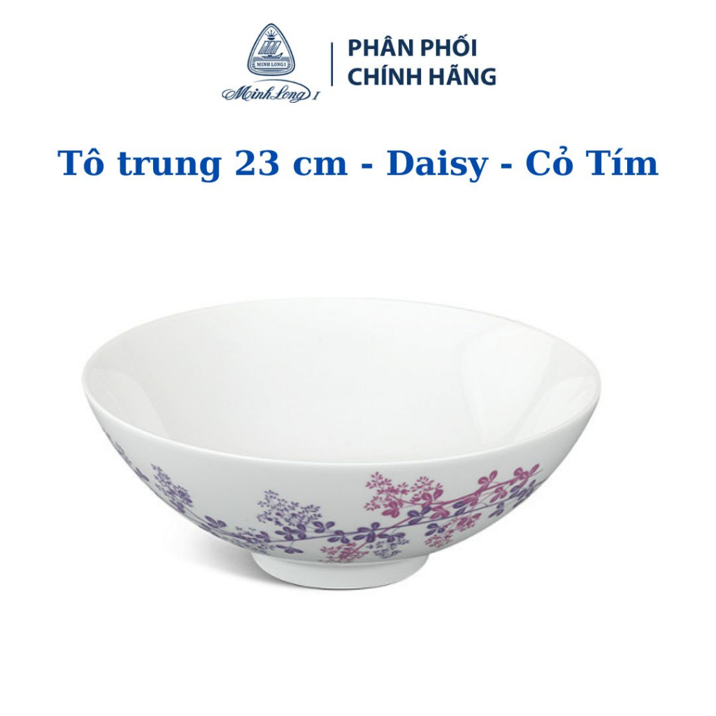 Tô Minh Long 23cm Daisy Cỏ Tím - Gốm sứ cao cấp Minh Long I